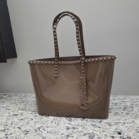 Carmen Sol Angelica Large Brown Tote Jelly Studded PVC Tote Bag. - Picture 10 of 16